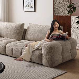 زهرة قطنية بسيطة عصرية مقطعية من نسيج الشنيل المنفوخ كريم مستقيم سحب حلوى للشقق الصغيرة - Product Image 4