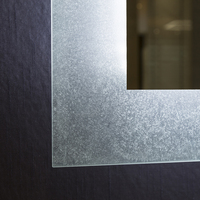 Miroir de salle de bain mural en aluminium avec cadre LED texturé en forme de carré, miroir de vanité décoratif personnalisé avec éclairage arrière