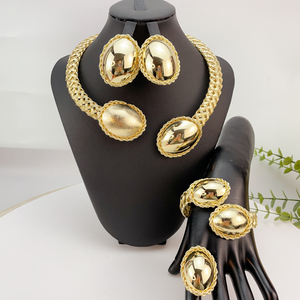 أحدث مجموعات المجوهرات الذهبية البرازيلية لعام <span class=keywords><strong>2026</strong></span>، قلادة فريدة للحفلات وحفلات الزفاف للنساء FHK24518 - Product Image 6