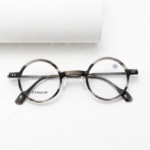Gafas Redondas de Montura Completa con Patrón de Mármol, Marco de Titanio, Anti-UV, Ligeras, Unisex, para Adultos, Monturas para Corrección de la Visión - Product Image 5