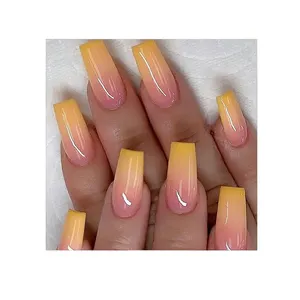 Senboma fabricante ombre cor laranja unhas falsas roxo curvo pontas de unhas boffin