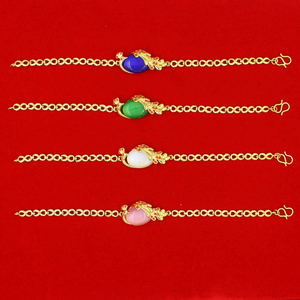 Dubai Gold Jewelry <strong>Taobao</strong> Source European Coin Gold Plated Jewelry <strong>Wholesale</strong> Agate Opal Gold Plated Peacock Bracelet Female - Product Image 2