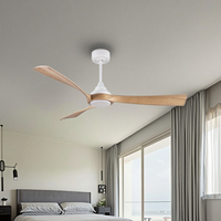 Ventilateur de plafond à lumière LED économe en énergie avec télécommande Fonction de décoration en bois pour application domestique Ventilateur à moteur CC avec lumières