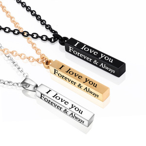 Collar de acero inoxidable "I love you forever", colgante con letras de los deseos, regalo de joyería para parejas - Product Image 1