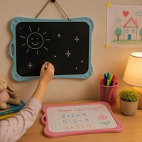 Papan Tulis Dua Sisi 280x200mm Kombinasi Papan Tulis Putih dan Papan Tulis Hitam dengan Bingkai Warna-warni untuk Pembelajaran Anak Sekolah Kantor