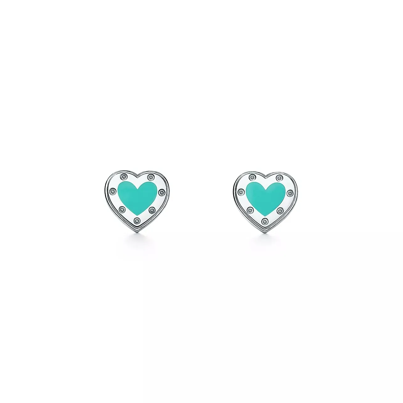 Wholesale Tiffi any earrings S925 sterling silver blue enamel heart-shaped Ear Studs