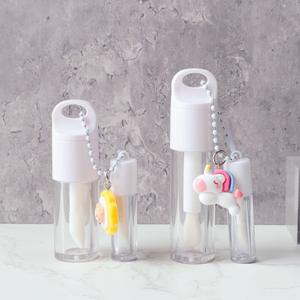 Tubes à gloss transparents en plastique de 3,5 ml et 5 ml, avec logo personnalisé, conteneurs vides pour gloss, emballage cosmétique avec porte-clés mignon - Product Image 3