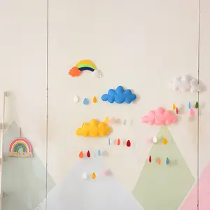 Nórdico fieltro nube gota de lluvia ornamento niños habitación guardería decoraciones tiendas hechas a mano colgante de pared hogar baby shower fiesta Decoración