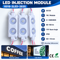 Module LED 12V 1W IP65 étanche, module LED 2 SMD2835 pour lettres lumineuses avec lentille 170 degrés pour enseignes et caissons lumineux
