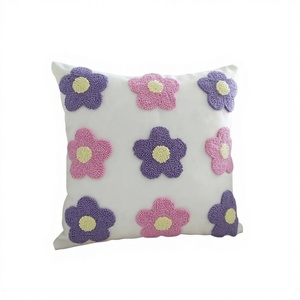 Tufted Floral Wool Cushion Cover Living Room Home <b>Decor</b> With Custom Design Boho Pillow Eco-Friendly Custom OEM Wholesale - Product Image 1