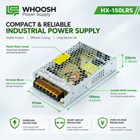 Alimentation électrique industrielle AC/DC WHOOSH HX-150LRS-12/24, garantie 3 ans, 150W, 12V/24V, sortie simple, 240V, alimentation LED