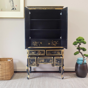 Gabinete de madera maciza Retro clásico chino laca pintada a mano para comedor estante de vino decorativo Vintage para muebles para el hogar - Product Image 4