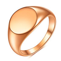 Individuell Gravierter 12mm 18k Vergoldeter Edelstahl Wasserdichter Blanko-Schmuck Siegelring für Damen und Herren