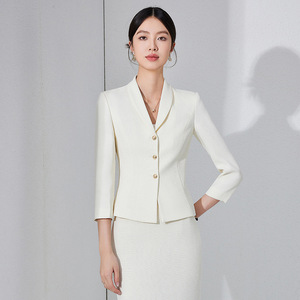 Women's Two Piece Suit Set Tailored Blazer Midi Pencil Skirt Three Quarter Sleeve Office Lady Spring Polyester Worsted - Product Image 3