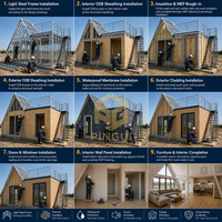 Maison préfabriquée de luxe, maison préfabriquée en conteneur, structure légère en acier, maison en conteneur avec chambre, cuisine, salon, design préfabriqué