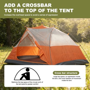 Tenda da Campeggio per Escursioni All'aperto Tre Stagioni, Doppia Camera da Letto per Due Persone, Tessuto in Poliestere/Nylon 210T, Antivento, Impermeabile, Portatile - Product Image 2