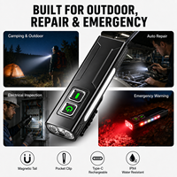 Linterna LED Multifunción X736 de Aleación de Aluminio IP44 con Luz Ambiental RGB, Puntero Láser Rojo, Base Magnética y Recargable Tipo-C
