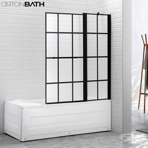 Ortonbaignoire en aluminium trois pièces, cloison de <span class=keywords><strong>baignoire</strong></span> en verre <span class=keywords><strong>pliable</strong></span> conception sans cadre, salle de bain en verre trempé, écran de <span class=keywords><strong>douche</strong></span> - Product Image 6