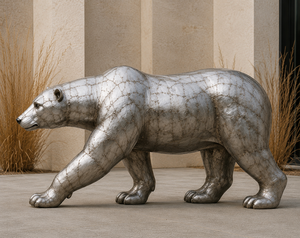 Escultura de Oso Plateado, Estatua de Oso Polar de Metal, Figura de Animal Caminando para Decoración de Jardín, Hogar, Patio y Paisaje - Product Image 2