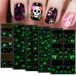 สติกเกอร์ตกแต่งเล็บลายโครงกระดูกวันเม็กซิกันวันฮาโลวีนที่3D ใหม่ - Product Image 4