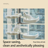 Lit de fenêtre carré pour chat avec ventouse, en fausse fourrure de lapin, multifonctionnel pour le bain de soleil et le repos