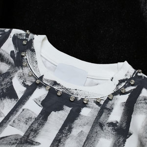 T-shirt imprimé à manches courtes pour homme, 100 % coton, col rond, coupe classique, streetwear décontracté, motif pinceau à encre, design personnalisé - Product Image 5