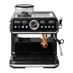 Machine à expresso avec moulin intégré, contrôle de la température, design rétro en acier inoxydable, manomètre, buse vapeur - Product Image 1