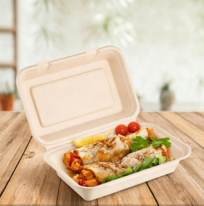 Scatole per Hamburger Usa e Getta Biodegradabili all'Ingrosso, Contenitori per Alimenti 100% Degradabili in Bagassa di Canna da Zucchero con Coperchio - Product Image 3