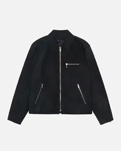 Custom Lightweight Coat 100% Cotton Zipper Pocket Painting Streetwear Jacket