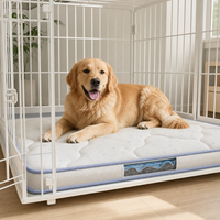 Coussin de cage pour animaux de compagnie avec bordure bleu-gris et fenêtre transparente