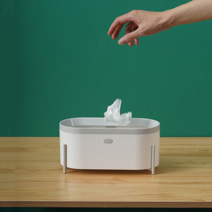 Boîte à mouchoirs de style nordique, organisateur de bureau avec support pour télécommande, capacité de 2 L, design empilable sans couvercle - Product Image 3