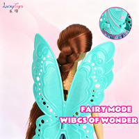Muñeca Sirena de Plástico de 11.5 Pulgadas con Alas de Mariposa y Cola Brillante, Juguete de Disfraces para Niñas de 3+ Años