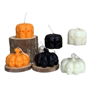 Bougie parfumée artisanale de haute qualité, cadeau d'Halloween original et créatif, squelette de citrouille terrifiant et amusant, aromathérapie - Product Image 5
