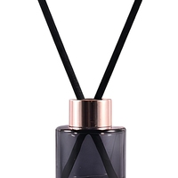 Bouteille diffuseur à roseaux ronde en verre transparent ambré de luxe, scellée au liège, estampillée à chaud, 50 ml, marque SNA, pour vente en gros et approvisionnement en vrac