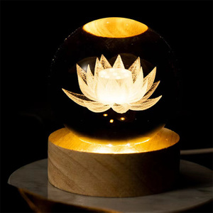 <span class=keywords><strong>Bola</strong></span> de cristal 3D Planeta de cristal luz nocturna con base de madera USB Led luz nocturna <span class=keywords><strong>bola</strong></span> de cristal lámpara de mesa - Product Image 2