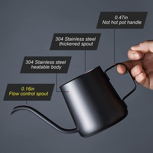 Hướng Dẫn Sử Dụng Đổ Qua Tay Nhỏ Giọt Nồi Đen Thép Không Gỉ Vòi Dài Miệng Khách Sạn Cổ Ngỗng Ấm Đun Cà Phê - Product Image 3