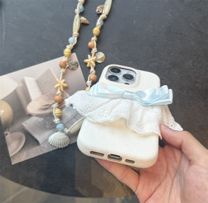 Nouveau 3D bricolage dentelle nœud papillon litchi PU motif en cuir mignon étui de téléphone pour <span class=keywords><strong>iPhone</strong></span> 16 15 Pro Max housses de protection mobiles pour les filles - Product Image 5