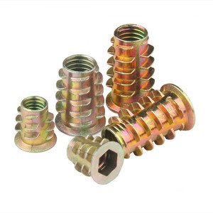 Écrou encastré fileté en bois meubles écrous d'insertion en laiton moletés cylindriques intégrés pour armoire - Product Image 2
