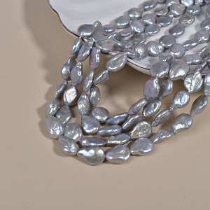 Perles en forme baroque blanches, perles d'eau douce naturelles, gouttelettes, matériaux de fabrication de bijoux faits à la main, accessoires, perles grises en vrac - Product Image 4