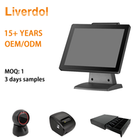 15 Inch Aluminum Alloy Single Screen POS Device 10 Point Capacitive Touch Panel I3/I5/I7 Windows 7/10 64/128GB Storage 2-8GB RAM