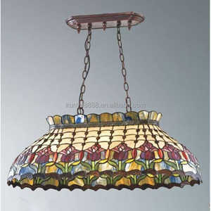 Lámpara de Araña Tiffany de 38 Pulgadas con Diseño de Tulipanes, Hecha a Mano, con 4 Luces, de Vidrio Emplomado, para Comedor, Hotel, Villa - Product Image 4