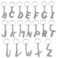 LLavero de aleación de zinc personalizado para mujer, signo de alfabeto de resina, dije de metal, inicial, inglés antiguo, a-z, Diamante de imitación, letra, llavero