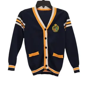 Fornitore di uniformi scolastiche personalizzate professionali cardigan a maniche lunghe uniforme scolastica maglione per bambini in maglia