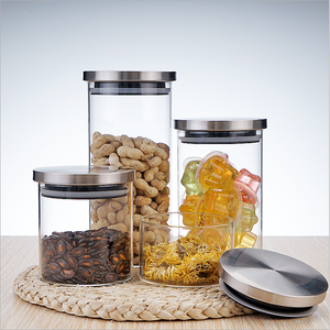 Glass Storage Tea <strong>Spaghetti</strong> Container Airtight Glass Food Storage <strong>Jar</strong> With Metal Lid - Product Image 5