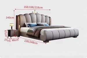 Vente en gros de meubles de chambre à coucher minimaliste, ensemble <span class=keywords><strong>lit</strong></span> <span class=keywords><strong>king</strong></span>-size de luxe avec rembourrage style crème bon marché en cuir - Product Image 5