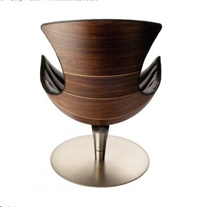 Fauteuil inclinable pivotant Lund et Paarman pour salon de maison de loisirs, fauteuil lounge en cuir Fjords et ottoman - Product Image 5