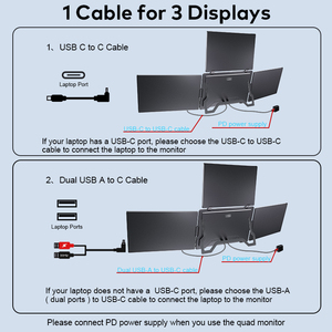 Monitor portátil triple de 15.6 pulgadas IPS FHD con soporte ajustable, extensor para laptop para configuración de trabajo empresarial - Product Image 5
