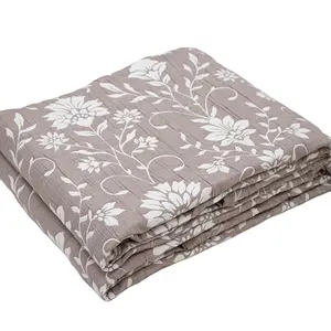 Jacquard Woven Cellular Blanket With Leaf Plant Design Soft Cotton Newborn Blanket For Queen King Throw Sofa Outdoor Swaddle