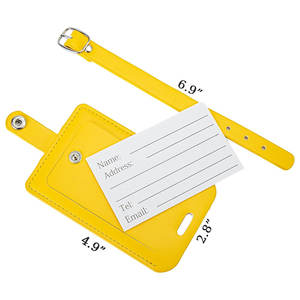 Étiquettes de bagages en cuir PU personnalisées avec porte-cartes, étiquettes de bagages en cuir véritable pour le voyage, personnalisables - Product Image 5