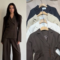 Veste de costume pour femme printemps-automne avec décoration boutonnée, style déesse de la mode, style fan